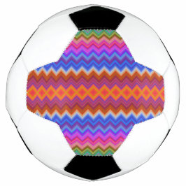 Soccer ball design with a colorful zigzag pattern