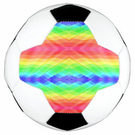 Soccer ball featuring a vibrant rainbow geometric 