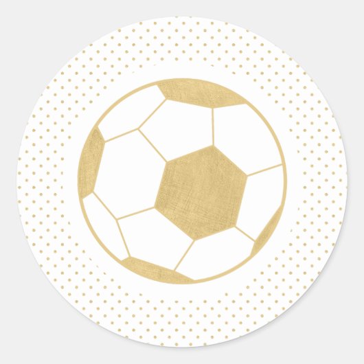 Soccer Ball Gold White Runder Aufkleber (Vorderseite)