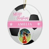 Soccer Ball Individuelle Name Frohe Weihnachts-Fot Keramik Ornament (Links)