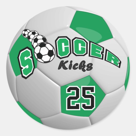 Soccer Ball Kicks |  Green Runder Aufkleber (Vorderseite)