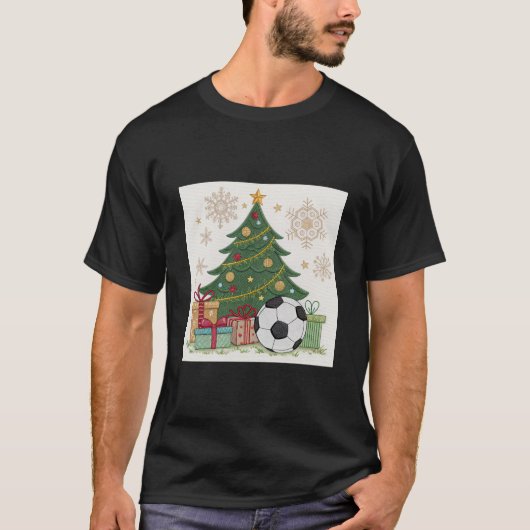 Soccer ball next to the Christmas tree T-Shirt (Vorderseite)