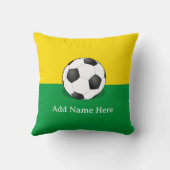 Soccer Ball on Yellow and Green Background Kissen (Rückseite)