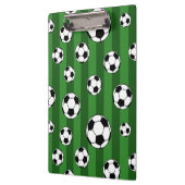 Soccer Ball Pattern on Green Stripes Klemmbrett (Links)
