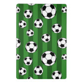 Soccer Ball Pattern on Green Stripes Mini Klemmbrett (Rückseite)