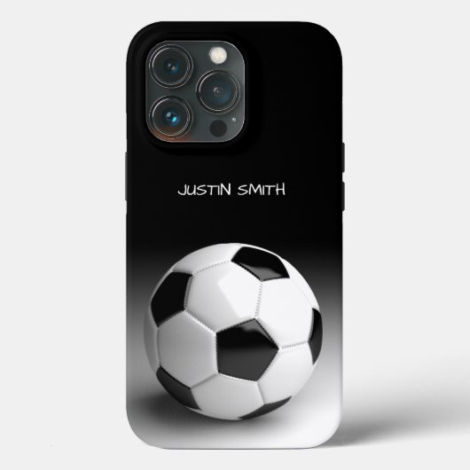 Soccer Ball Personalisiert Phone Case Black (Rückseite)