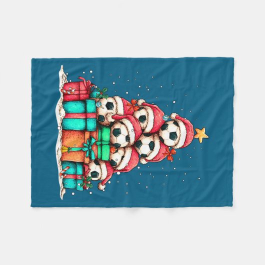 Soccer Ball Player Le Christmas Tree Xmas Long Sle Fleecedecke (Vorderseite (Horizontal))