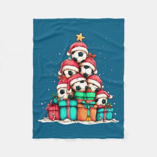 Soccer Ball Player Le Christmas Tree Xmas Long Sle Fleecedecke (Vorderseite)