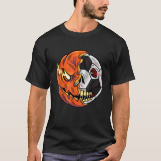Soccer Ball Pumpkin Skull Halloween Fußballspieler T-Shirt