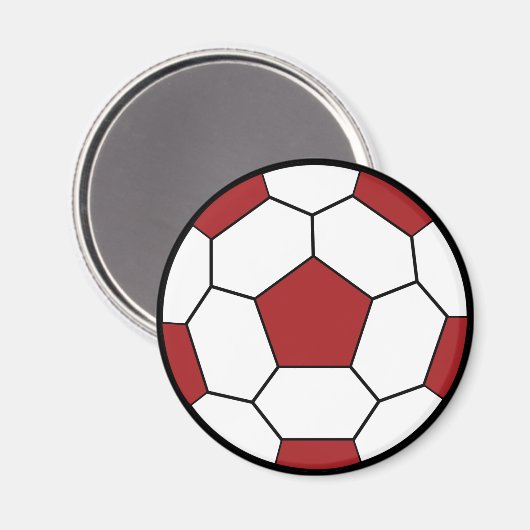 Soccer Ball Red Magnet (Vorderseite/Rückseite)