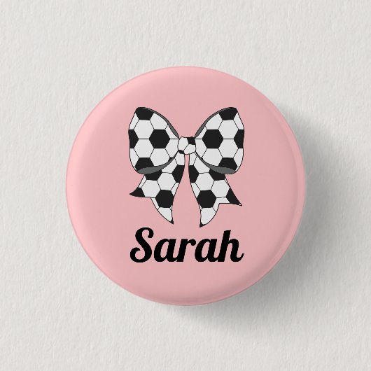 Soccer Ball Ribbon Bow Custom Button (Vorderseite)