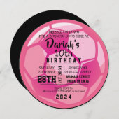SOCCER BALL RUND Pink Geburtstagsparty Einladung (Vorne/Hinten)