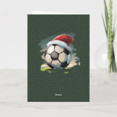 Soccer Ball Santa Hat Kids Photo Christmas Karte (Rückseite)