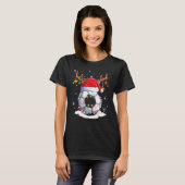 Soccer Ball Santa Hat Reindeer Christmas Lights Bo T-Shirt (Vorne ganz)