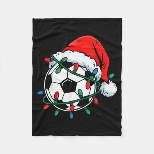 Soccer Ball Santa Hat Xmas Funny Christmas Soccer Fleecedecke (Vorderseite)