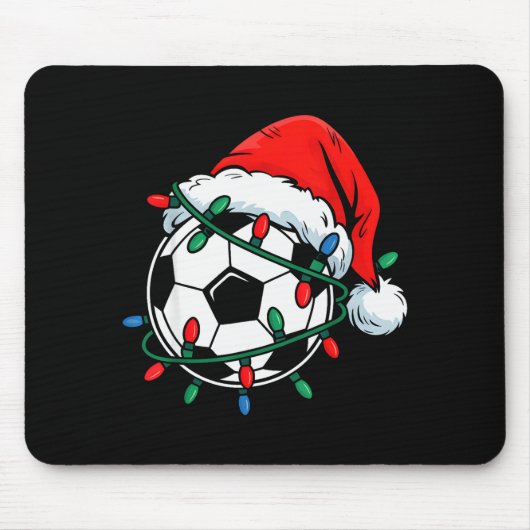 Soccer Ball Santa Hat Xmas Funny Christmas Soccer Mousepad (Vorne)
