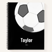 Soccer Ball Schwarz-weiß Name Date Notebook Spiral Notizblock (Vorderseite)
