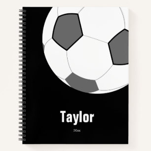 Soccer Ball Schwarz-weiß Name Date Notebook Spiral Notizblock