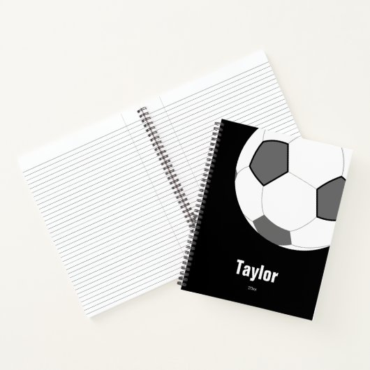 Soccer Ball Schwarz-weiß Name Date Notebook Spiral Notizblock (Innenseite)