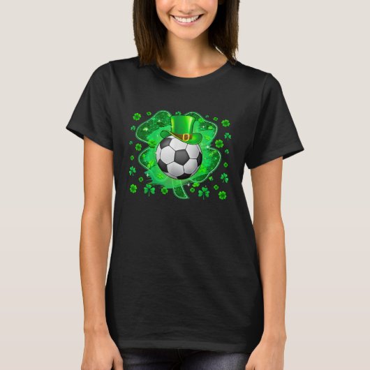 Soccer Ball Shamrock Irish St Patrick Day T-Shirt (Vorderseite)