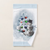 Soccer Ball Snowman Weihnachten Badhandtuch Set (Handtuch)