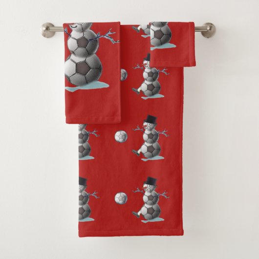 Soccer Ball Snowman Weihnachten Badhandtuch Set (Insitu)