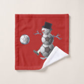 Soccer Ball Snowman Weihnachten Badhandtuch Set (Waschlappen)