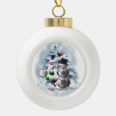 Soccer Ball Snowman Weihnachten Keramik Kugel-Ornament (Vorderseite)