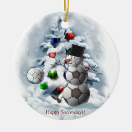 Soccer Ball Snowman Weihnachten Keramikornament