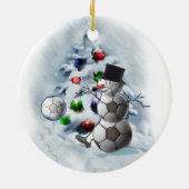 Soccer Ball Snowman Weihnachten Keramikornament (Hinten)
