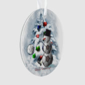Soccer Ball Snowman Weihnachten Ornament (Vorderseite)
