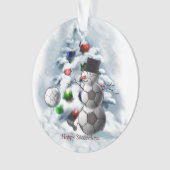 Soccer Ball Snowman Weihnachten Ornament (Vorderseite)