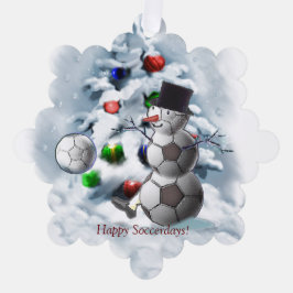 Soccer Ball Snowman Weihnachten Ornament Karte