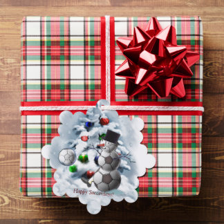 Soccer Ball Snowman Weihnachten Ornament Karte