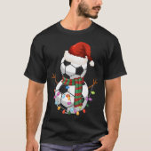 Soccer Ball Snowman Weihnachtsmannmütze Weihnachts T-Shirt (Vorderseite)