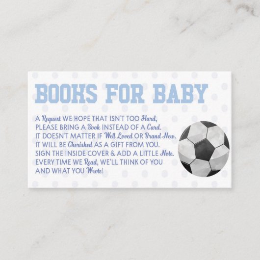 Soccer Ball Sports Baby Shower Books For Baby Card Begleitkarte (Vorderseite)