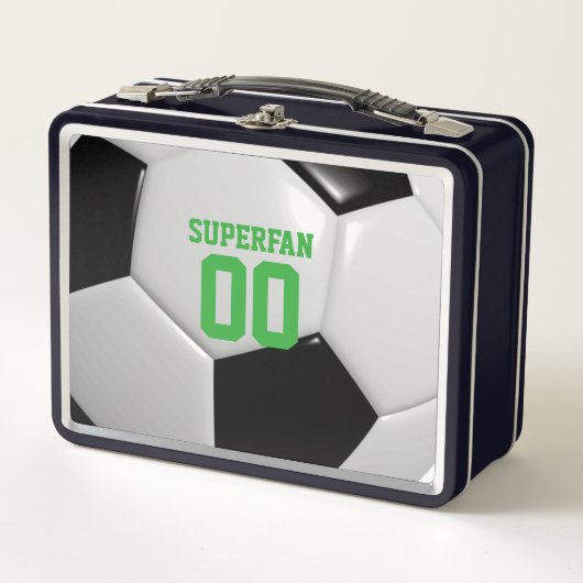 Soccer Ball Super Fan Personalisiert Metall Brotdose (Vorderseite)