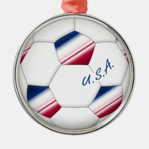 Soccer ball „U_._S_._A.“. Ball des Fußballs v Ornament Aus Metall