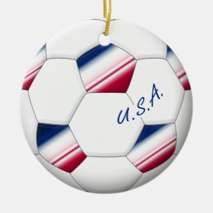 Soccer ball „U_._S_._A.“. Ball des Fußballs von Keramik Ornament