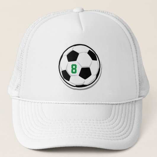 Soccer Ball White Black Green Custom Team Number Truckerkappe (Vorderseite)