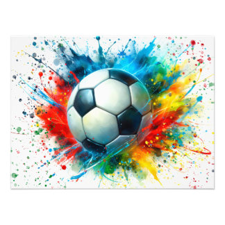 Soccer Ball with Colorful Paint Splatter Fotodruck