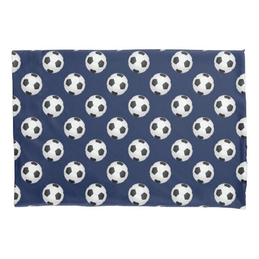 Soccer Balls Navy Blue Pillow Case Kissenbezug (Vorderseite)