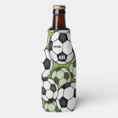 Soccer Balls Schwarz-weiß Player Name Jersey Numme Flaschenkühler (Flaschenvorderseite)