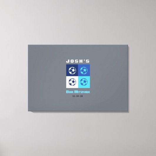 SOCCER Bar Bat Mitzvah Unterschrift an Bord Leinwanddruck (Vorderseite)