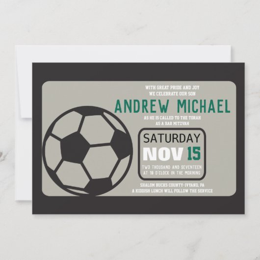SOCCER Bar Mitzvah Einladung (Vorderseite)