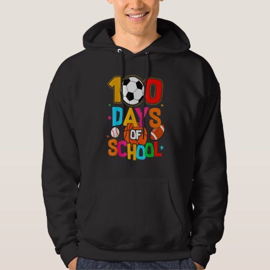 Soccer Baseball Football Softball Happy 100 Days O Hoodie (Vorderseite)