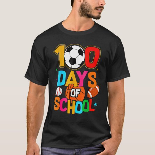 Soccer Baseball Football Softball Happy 100 Days O T-Shirt (Vorderseite)