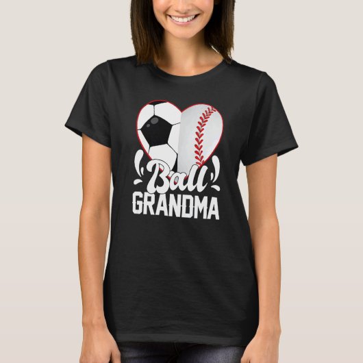 Soccer Baseball Softball Grandma Ball Grandma Hear T-Shirt (Vorderseite)