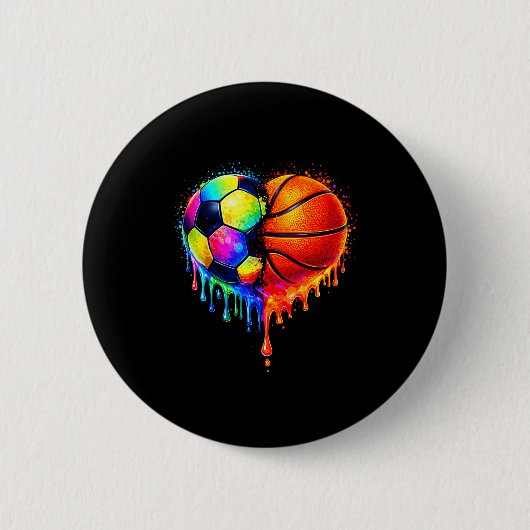 Soccer Basketball Drip Heart Srts Valentines Day M Button (Vorderseite)