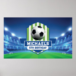 Soccer Birthday banner backdrop Poster